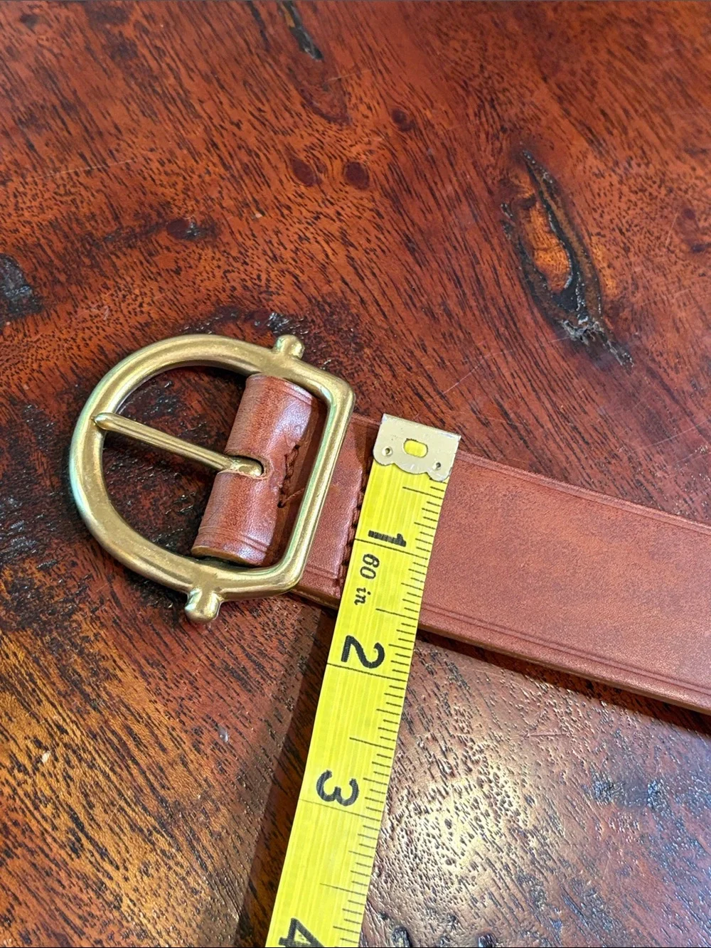 Vintage Ralph Lauren Saddlers Brown Leather Belt with Brass Buckle size Small